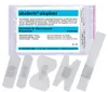 A package of wound dressings with several individual dressings laid out in front of it. Náhled obrázku produktu