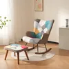 MODFU Schaukelstuhl Patchwork Sessel mit Fußstütze , Produktbild-Vorschau 1