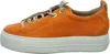 A side view of an orange sneaker with a white platform sole. Produktbild-Vorschau