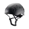 A black climbing helmet with straps and buckles, shown from a three-quarter front angle against a white background. Voir les images du produit