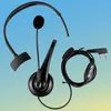 A black headset with a microphone and a coiled cord is laid out against a gradient blue and white background. Náhled obrázku produktu