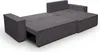 A dark gray sofa bed is shown in an extended position, revealing its sleeping surface. The sofa is made of corduroy fabric and has a modern design with clean lines and prominent armrests. Produktbild-Vorschau