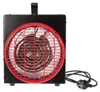 A black electric heater with a red grill and heating element is shown against a white background. Produktbild-Vorschau