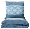 Biber Bettwäsche Set 155x220 cm Blau Weiß Gestreift Produktbild-Vorschau 1
