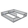 A grey wooden bed frame with guard rails, shown from a diagonal angle. Anteprima dell’immagine prodotto