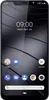 A smartphone with a dark, abstract wallpaper is displayed. Produktbild-Vorschau