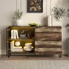 Sideboard 160x40x95cm Schwarz Vintage-Holzoptik, Vitrine Produktbild-Vorschau 2