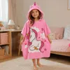 Strandtuch-Poncho für Kinder mit Kapuze - Einhorn Rosa, 150 Produktbild-Vorschau 2