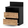 A black and wood-grain nightstand with two drawers and an open shelf. Náhled obrázku produktu