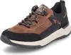 A studio shot of a single brown and black sneaker. Voir les images du produit