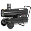 A black diesel heater with a chimney and wheels, shown against a white background. Produktbild-Vorschau