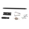 A collection of tools and accessories for a stylus pen, including the pen itself, a SIM card ejector tool, tweezers, a cleaning brush, and replacement tips. Produktbild-Vorschau
