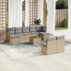vidaXL 10-tlg. Garten-Sofagarnitur mit Kissen Beige Poly Produktbild-Vorschau 2