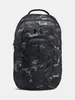 A black and gray camouflage backpack with the Under Armour logo and name.