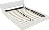 A white bed frame with a slatted base, shown from a diagonal angle. Náhled obrázku produktu