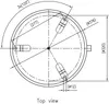 A technical drawing showing the top view of a circular object with dimensions and angles indicated. Produktbild-Vorschau