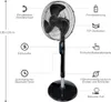 A diagram illustrating the features of a black Honeywell stand fan. Produktbild-Vorschau