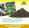 A person tending to plants in a garden bed, with a pile of compost in the foreground and brand logo and product information. Produktbild-Vorschau