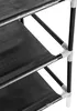 A close-up view of a black fabric shoe rack with multiple shelves. Náhľad obrázku produktu