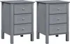 Two identical gray nightstands with three drawers each are shown against a white background. Produktbild-Vorschau