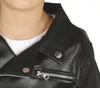Close-up of a child wearing a black faux leather jacket. Produktbild-Vorschau