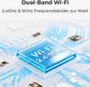Abstract digital illustration of Wi-Fi technology with circuit board elements and small images of houses. Produktbild-Vorschau
