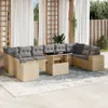 11-tlg. Garten-Sofagarnitur mit Kissen Beige Poly Rattan, Produktbild-Vorschau 1