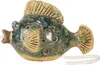 Keramik Fisch Wasserspeier Blau Braun Garten Deko Produktbild-Vorschau 1
