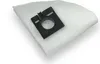 A white vacuum cleaner bag with a black plastic adapter. Produktbild-Vorschau