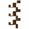 A dark brown wooden corner shelf unit with a zig-zag design, displayed against a white background. Náhled obrázku produktu