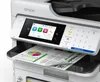 A close-up view of an Epson WorkForce Pro printer, showing its control panel and a paper output tray with a document inside. Anteprima dell’immagine prodotto
