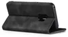 A black flip cover case for a Samsung Galaxy S9 is shown from a side-angle, with the cover open. Produktbild-Vorschau