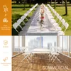 A split image showing a long table set for an outdoor event with white chairs and a separate indoor scene with a table and chairs. Podgląd zdjęcia produktu