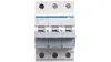 A close-up, front-facing studio shot of a three-pole circuit breaker. Produktbild-Vorschau