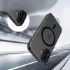 A dark gray phone case with a MagSafe ring and Apple logo is shown at an angle against a blurred background of a road or tunnel. Anteprima dell’immagine prodotto