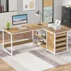 Bureau d'angle de 150 cm, bureau réversible avec tiroirs et Voir les images du produit 2