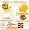 An image showing the components and details of a felt sewing kit for making animal toys. Produktbild-Vorschau