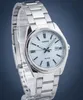 A close-up studio shot of a silver Casio watch with a light blue textured dial. Náhled obrázku produktu