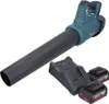 A cordless leaf blower with two batteries and a charger are displayed against a white background. Produktbild-Vorschau