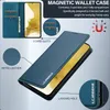 A blue flip wallet phone case for a Samsung Galaxy S21 FE 5G, shown with its features highlighted. Produktbild-Vorschau