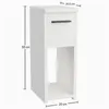 A white narrow cabinet with a drawer and an open shelf, with dimensions indicated. Náhľad obrázku produktu