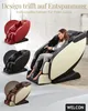 A collage of massage chairs, with one chair occupied by a woman, and text overlay. Podgląd zdjęcia produktu