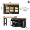 Uitbreidbare keukenbar met LED-verlichting, eettafel met 3 Productafbeelding-voorbeeld 5