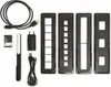 A collection of accessories for a scanner, including cables, a power adapter, and various film holders, laid out on a white background. Produktbild-Vorschau