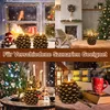 Collage of Christmas-themed scenes featuring LED pinecone candles. Produktbild-Vorschau