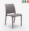A taupe chair is shown against a white background with an "100% Made in Italy" graphic and Italian flag. Produktbild-Vorschau