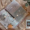 An open notebook with handwritten notes and decorative elements, surrounded by fairy lights. Produktbild-Vorschau