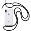 A clear, professional shot of an iPhone Xr in a transparent case with a black lanyard attached, set against a plain white background. Produktbild-Vorschau