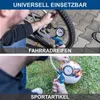 Collage showing a person using a tire inflator on a bicycle tire and a soccer ball. Produktbild-Vorschau