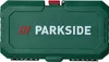 A closed green tool case with the brand name PARKSIDE printed on it. Produktbild-Vorschau